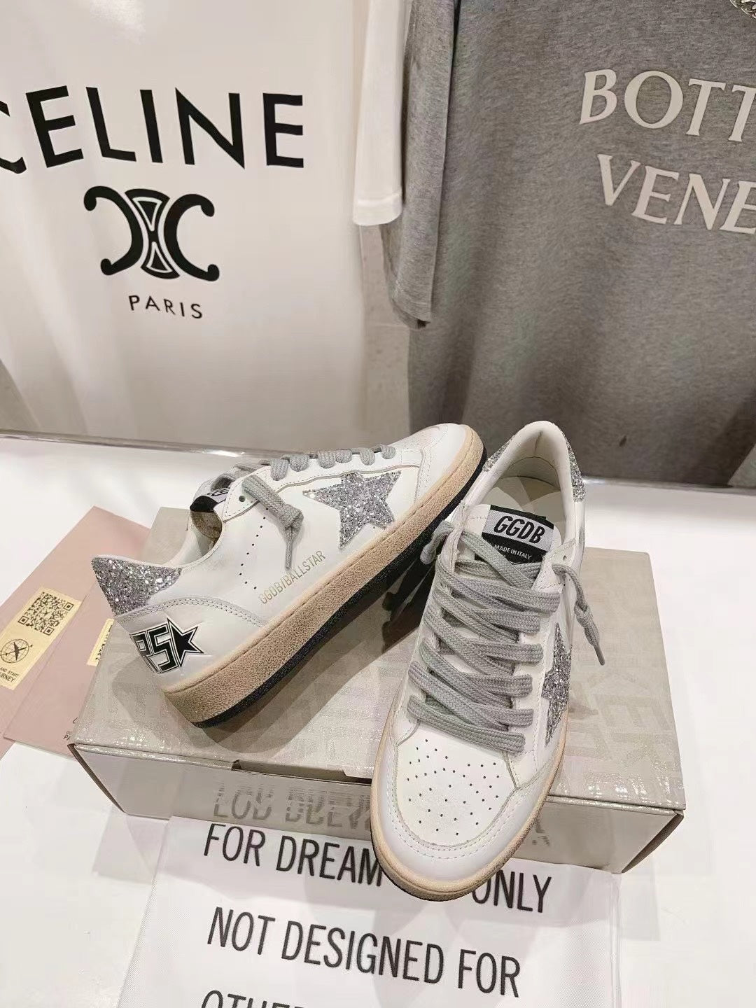 Golden Goose Ball Star Sneakers – White Silver