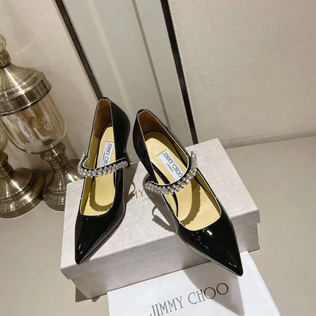 Jimmy Choo Crystal-Embellished Patent Leather Pumps