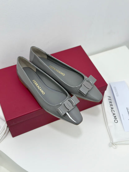 Ferragamo Vara Patent Leather Square Toe Pumps