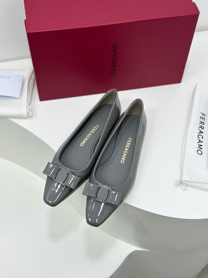 Ferragamo Vara Patent Leather Square Toe Pumps