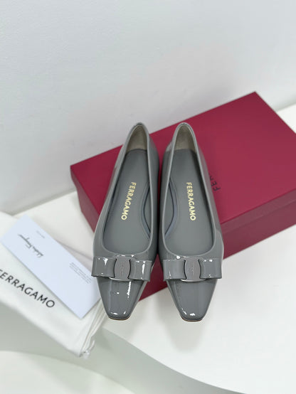 Ferragamo Vara Patent Leather Square Toe Pumps