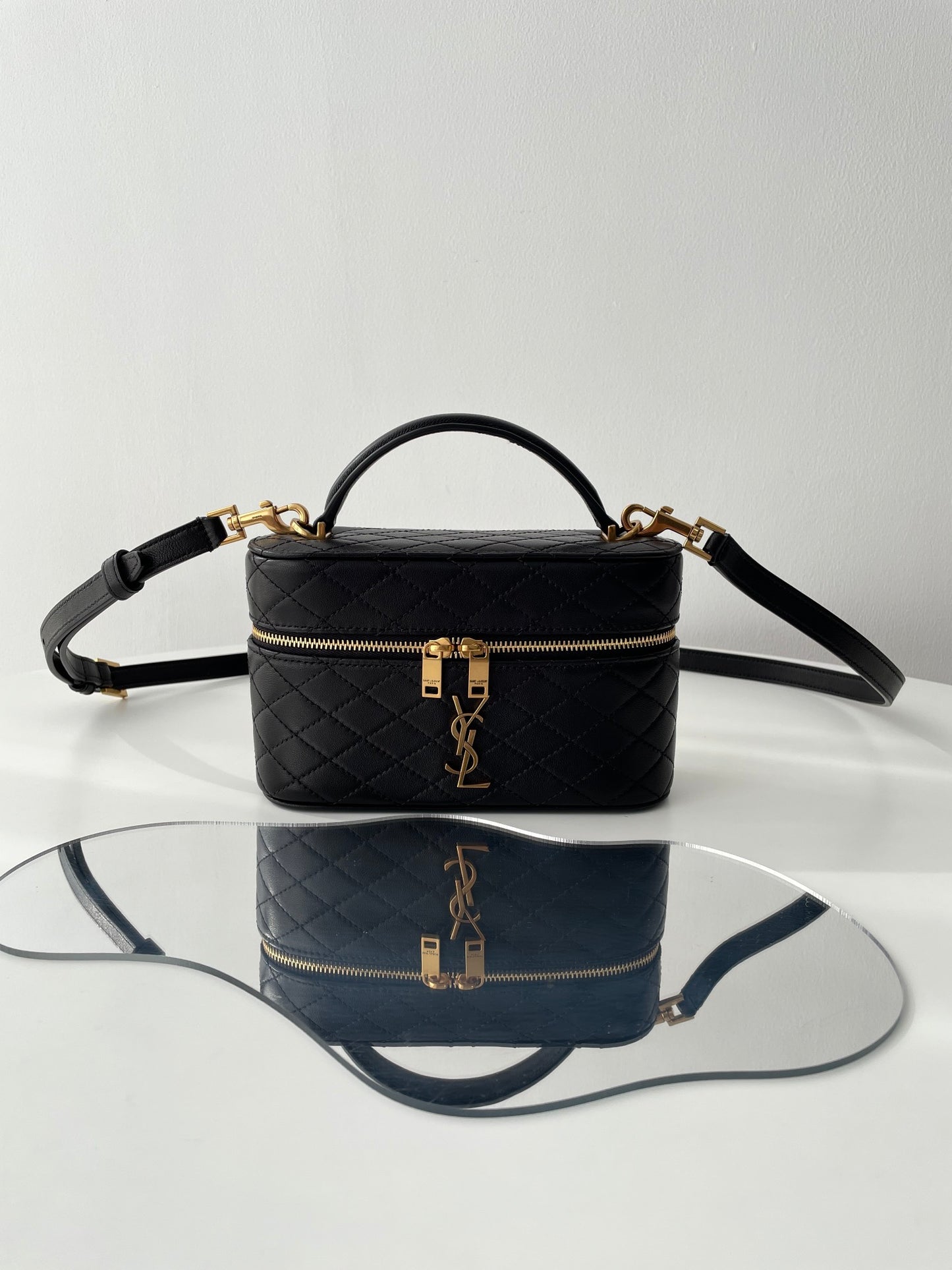 Saint Laurent Gaby Mini Quilted Lambskin Cosmetic Bag