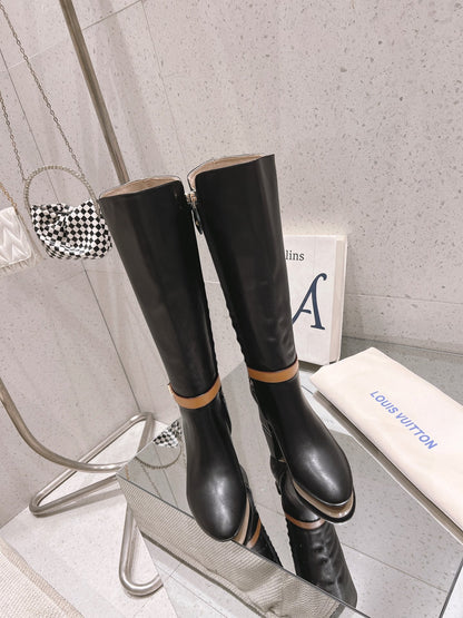 Louis Vuitton Parisienne Leather Knee-High Boots