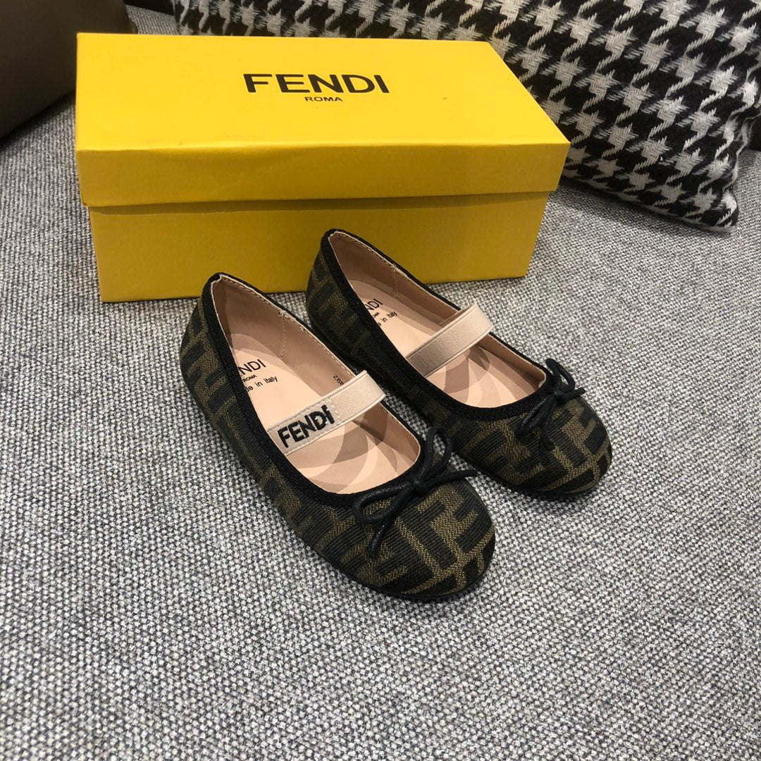 Fendi Girl's Double F Ballerina Flats – Kids Collection – 24SS