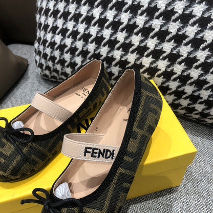 Fendi Girl's Double F Ballerina Flats – Kids Collection – 24SS