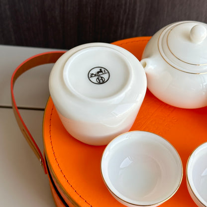 Hermes Lamb Fat Jade Travel Tea Set