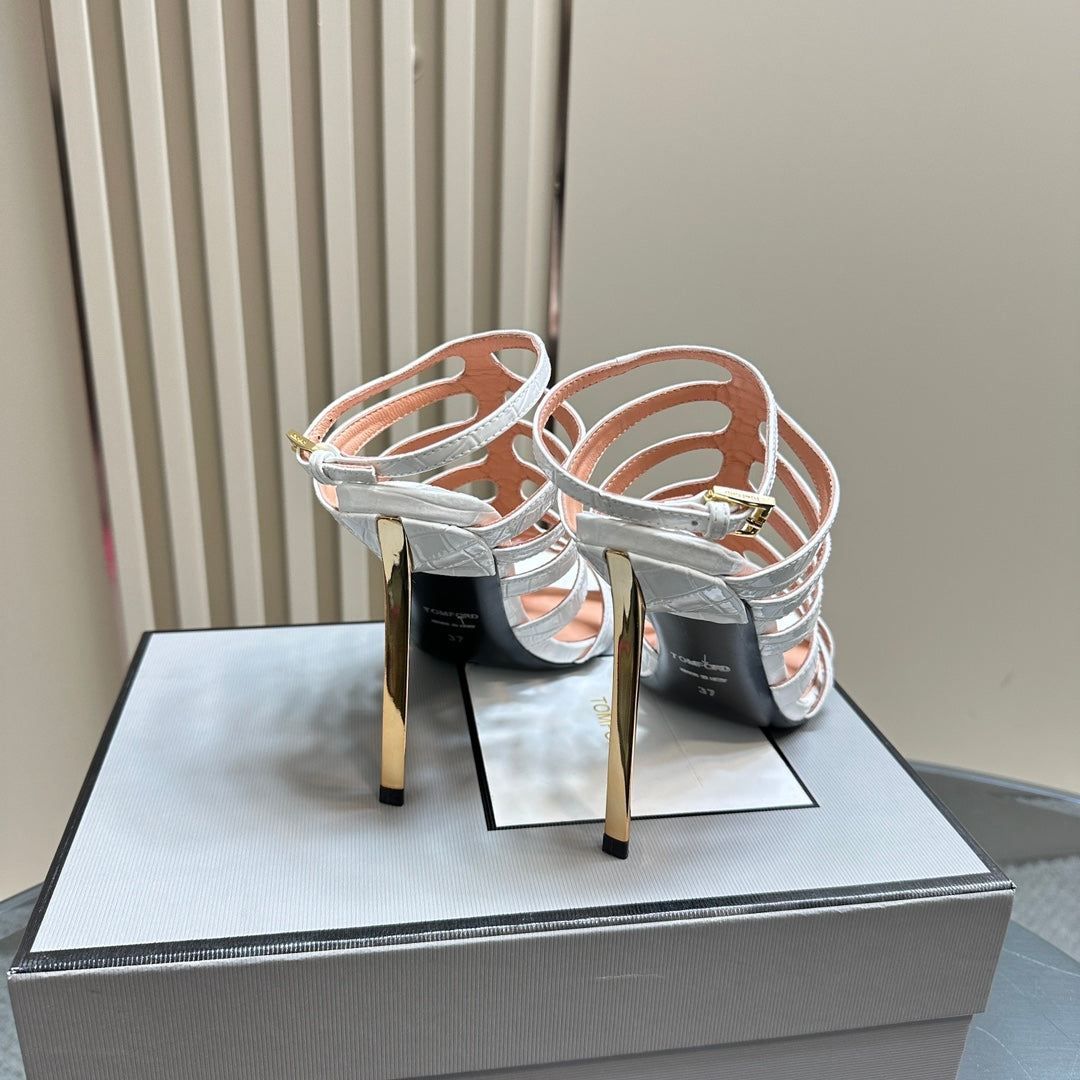 Tom Ford Metallic Slingback Mesh Heels – 2024 Runway Collection