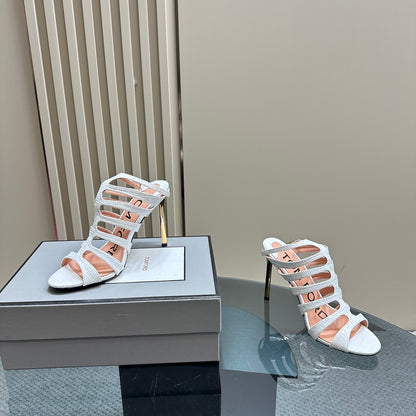 Tom Ford Metallic Slingback Mesh Heels – 2024 Runway Collection