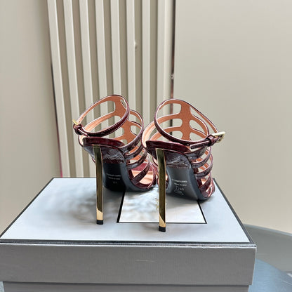 Tom Ford Metallic Slingback Mesh Heels – 2024 Runway Collection