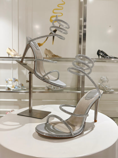 René Caovilla Cleo Crystal-Embellished Heeled Sandals – 24SS
