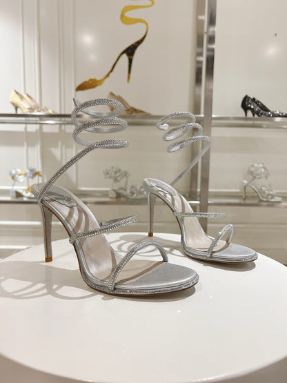 René Caovilla Cleo Crystal-Embellished Heeled Sandals – 24SS