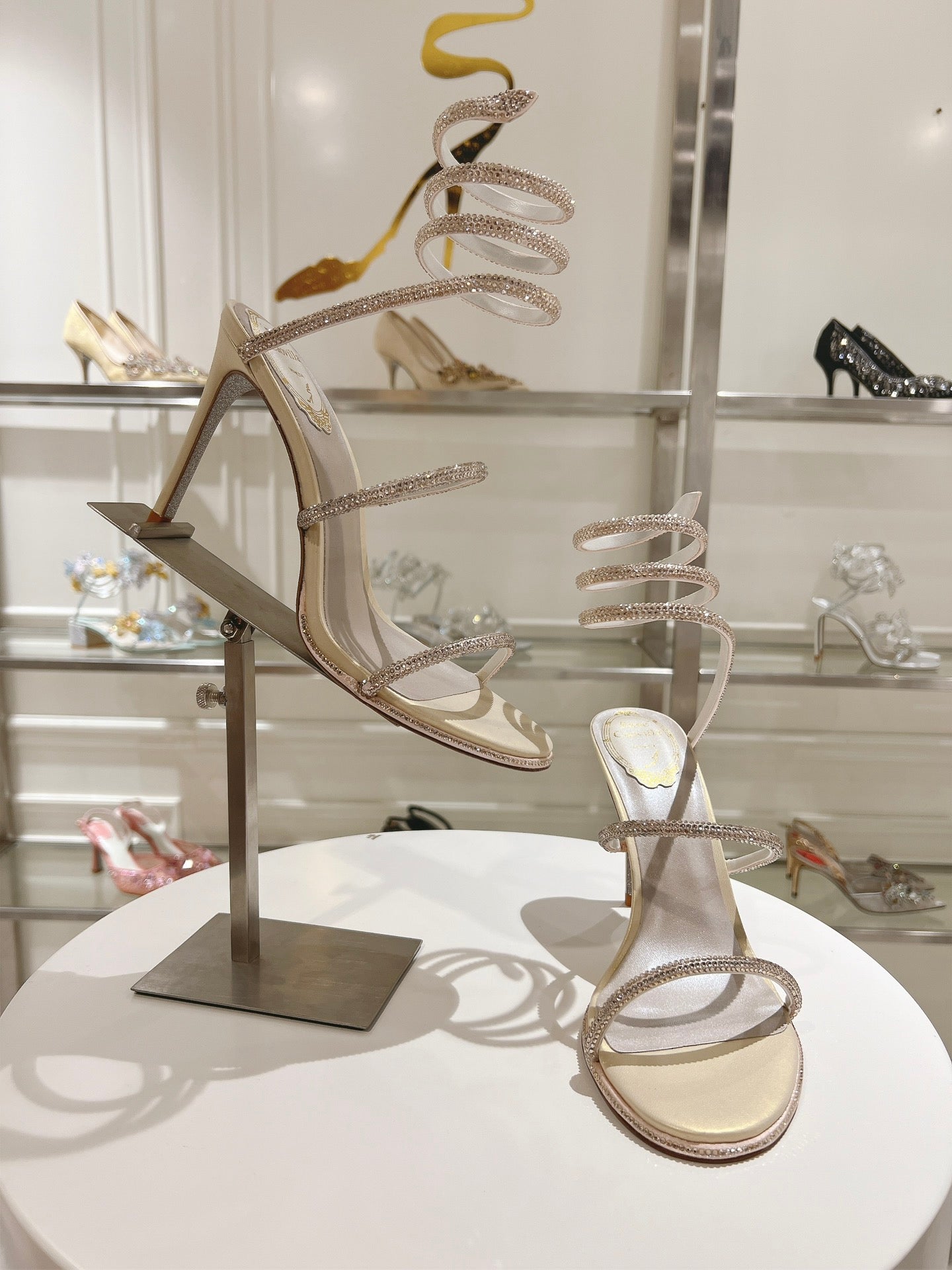 René Caovilla Cleo Crystal-Embellished Heeled Sandals – 24SS