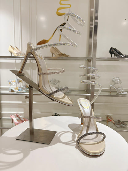 René Caovilla Cleo Crystal-Embellished Heeled Sandals – 24SS