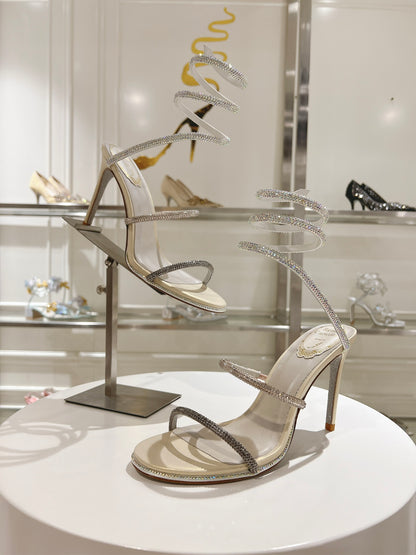 René Caovilla Cleo Crystal-Embellished Heeled Sandals – 24SS