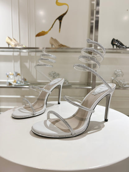 René Caovilla Cleo Crystal-Embellished Heeled Sandals – 24SS