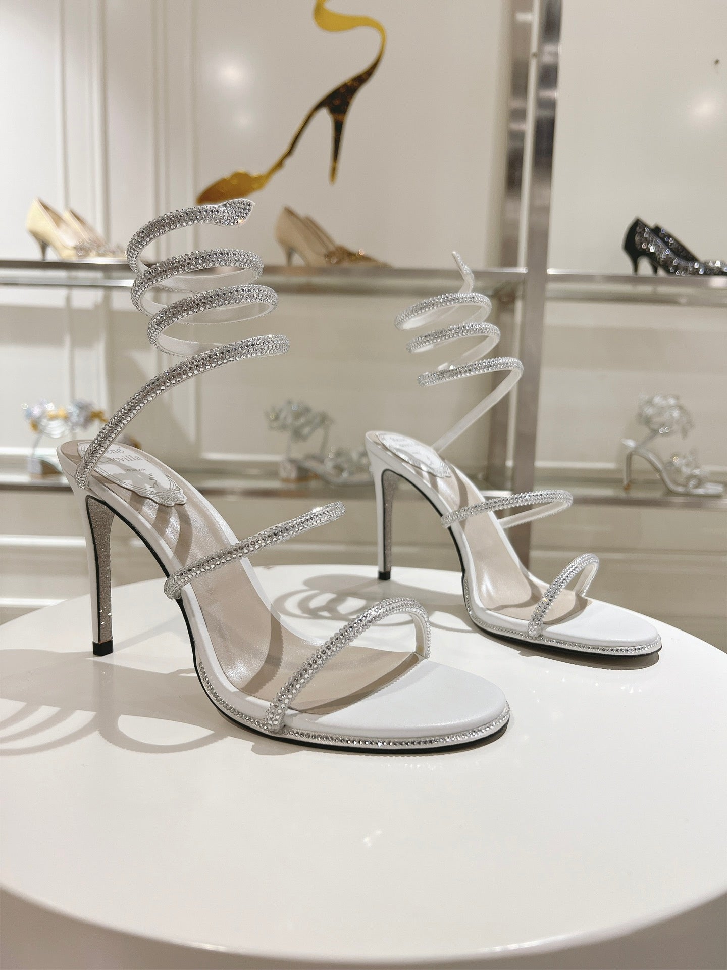 René Caovilla Cleo Crystal-Embellished Heeled Sandals – 24SS