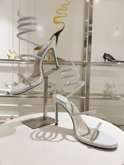 René Caovilla Cleo Crystal-Embellished Heeled Sandals – 24SS