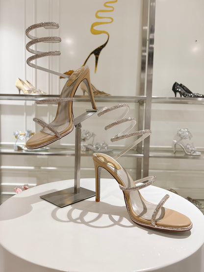 René Caovilla Cleo Crystal-Embellished Heeled Sandals – 24SS