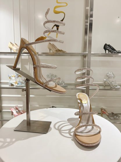 René Caovilla Cleo Crystal-Embellished Heeled Sandals – 24SS