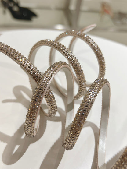 René Caovilla Cleo Crystal-Embellished Heeled Sandals – 24SS