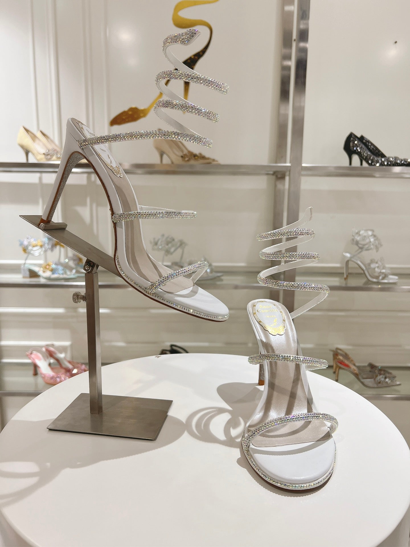 René Caovilla Cleo Crystal-Embellished Heeled Sandals – 24SS