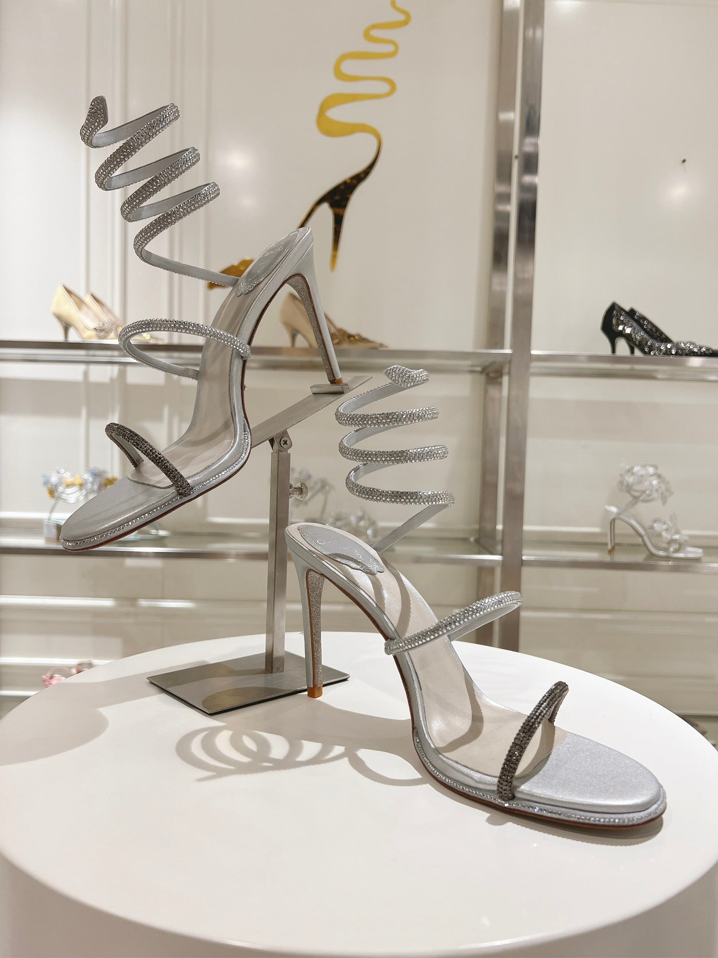 René Caovilla Cleo Crystal-Embellished Heeled Sandals – 24SS