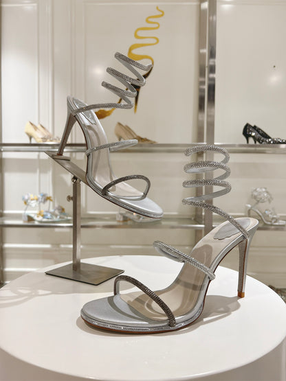 René Caovilla Cleo Crystal-Embellished Heeled Sandals – 24SS