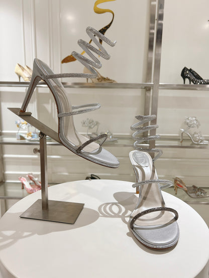 René Caovilla Cleo Crystal-Embellished Heeled Sandals – 24SS