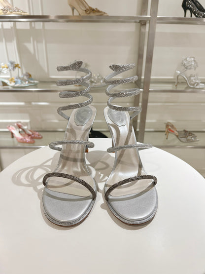 René Caovilla Cleo Crystal-Embellished Heeled Sandals – 24SS
