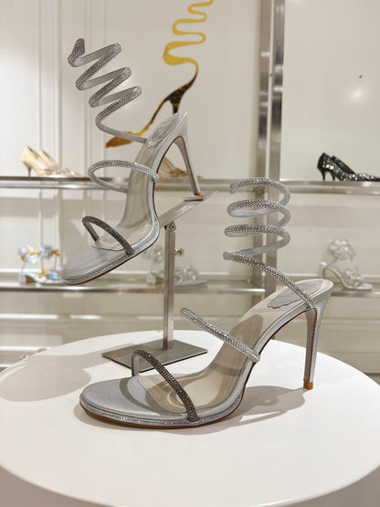 René Caovilla Cleo Crystal-Embellished Heeled Sandals – 24SS