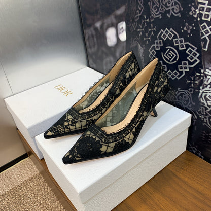 Dior CD Roses Jacquard Embroidery High-Heel Pumps – 2024 Spring/Summer Collection