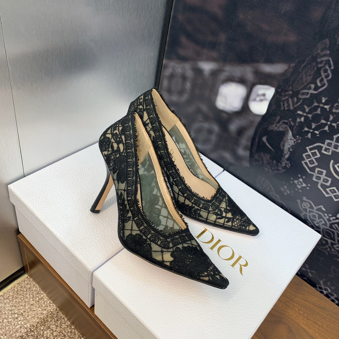 Dior CD Roses Jacquard Embroidery High-Heel Pumps – 2024 Spring/Summer Collection