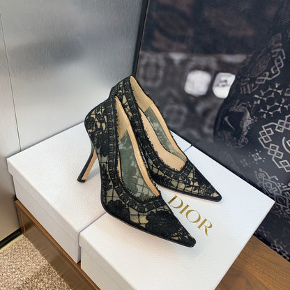 Dior CD Roses Jacquard Embroidery High-Heel Pumps – 2024 Spring/Summer Collection