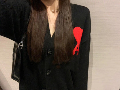 AMI Paris Heart A Knit Cardigan
