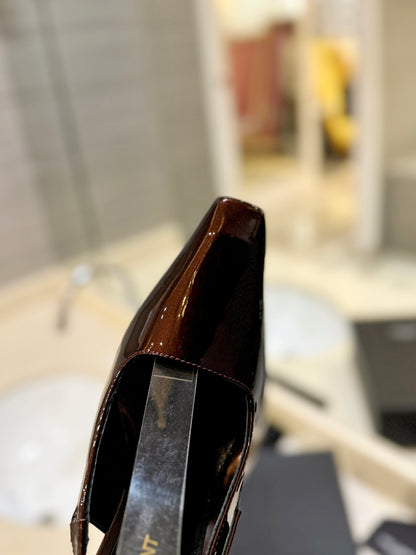 Saint Laurent Square Toe Patent Leather Pumps