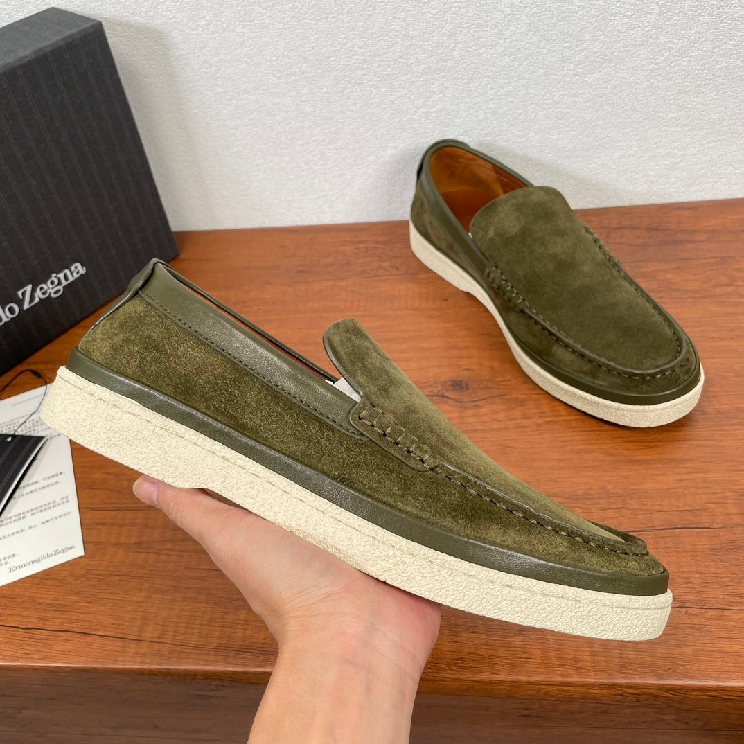 Zegna Men's Suede Leather Slip-On Loafers