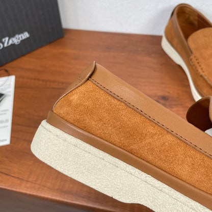 Zegna Men's Suede Leather Slip-On Loafers