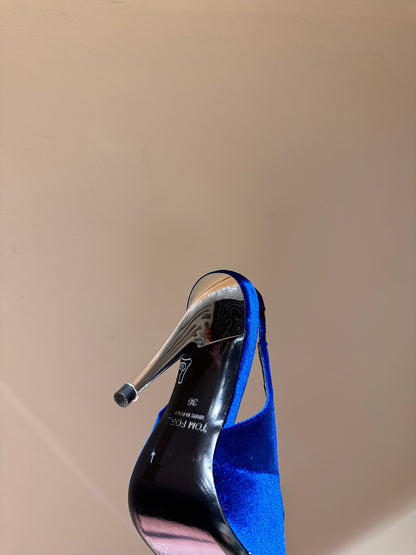 TOM FORD Padlock Velvet Crystal Heeled Sandals – Spring/Summer Collection – 24SS