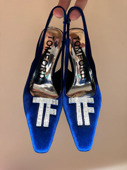TOM FORD Padlock Velvet Crystal Heeled Sandals – Spring/Summer Collection – 24SS