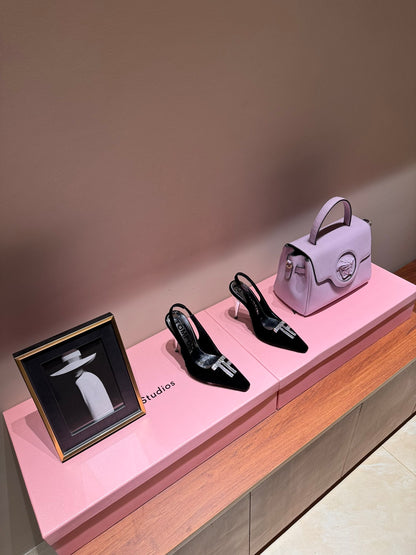 TOM FORD Padlock Velvet Crystal Heeled Sandals – Spring/Summer Collection – 24SS