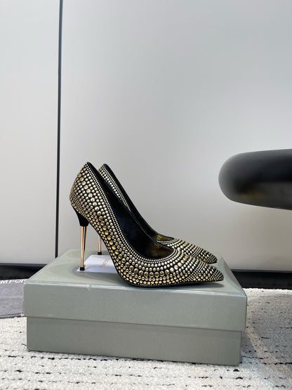 TOM FORD Crystal Embellished Gold Heeled Sandals