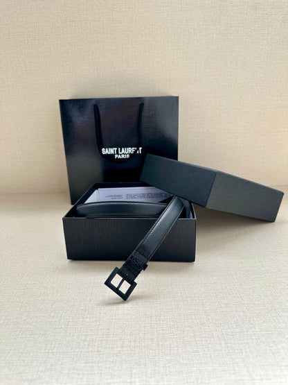 Saint Laurent Square Buckle Leather Belt