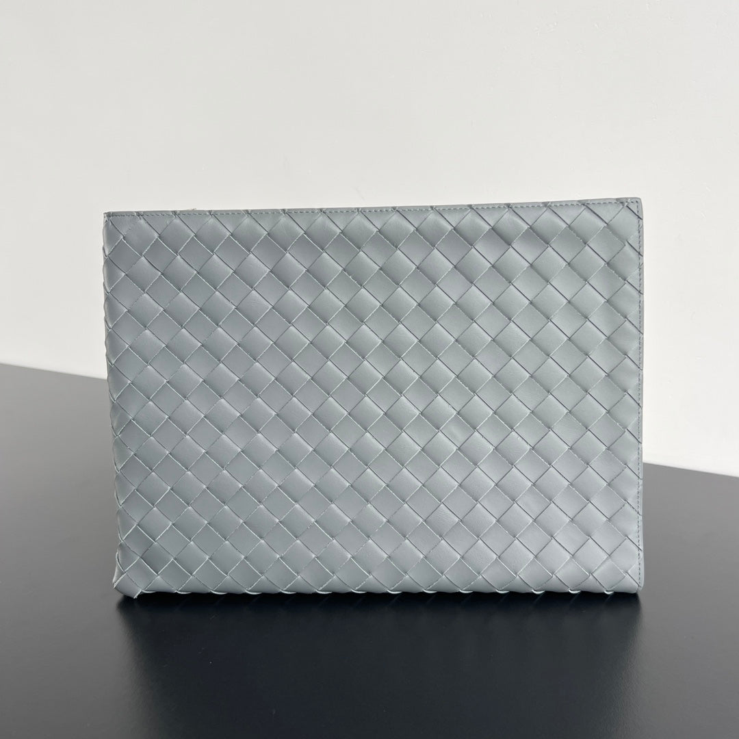 Bottega Veneta Intrecciato Half-Zip Clutch Bag