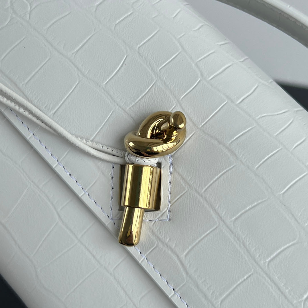 Bottega Veneta Crocodile Embossed Intrecciato Clutch Bag