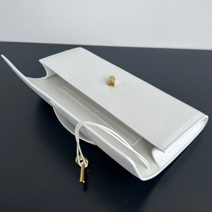 Bottega Veneta Crocodile Embossed Intrecciato Clutch Bag