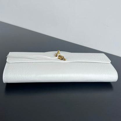 Bottega Veneta Crocodile Embossed Intrecciato Clutch Bag