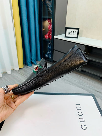 Gucci Men's Embossed Leather Driving Shoes