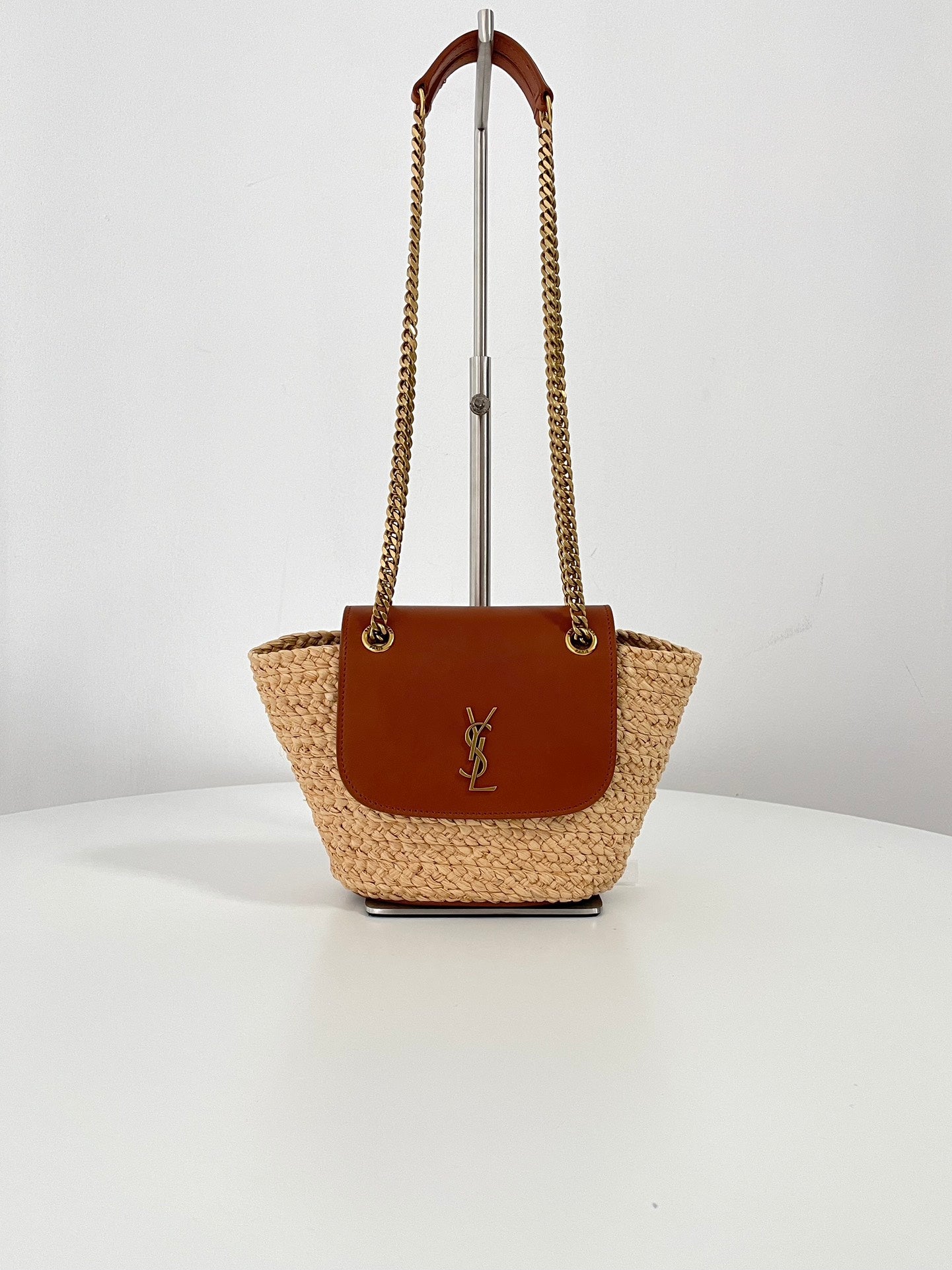 Saint Laurent Mini Manon Raffia Basket Handbag