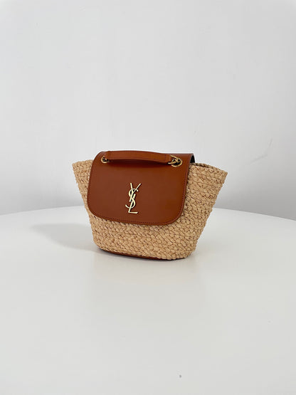 Saint Laurent Mini Manon Raffia Basket Handbag