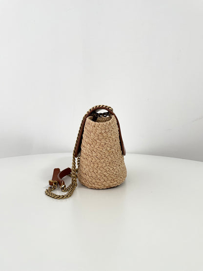 Saint Laurent Mini Manon Raffia Basket Handbag